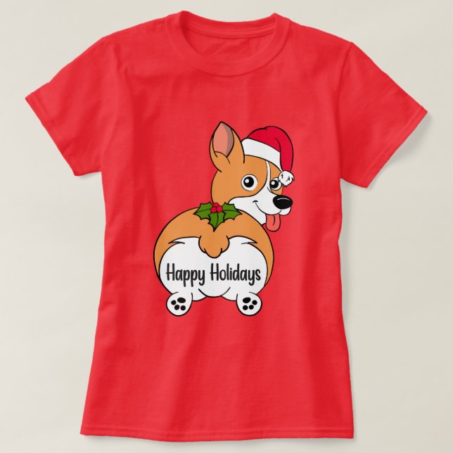 Camisa de Natal do Cachorro Corgi (Frente do Design)