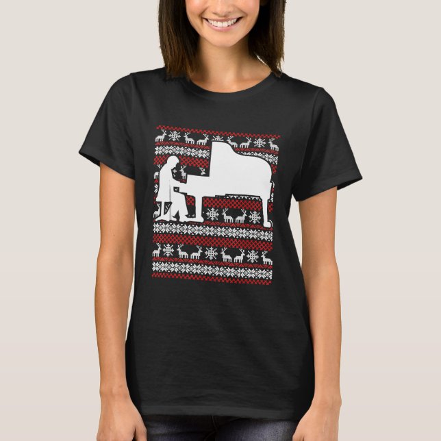 Camisa De Natal Do Piano Player Feio (Frente)