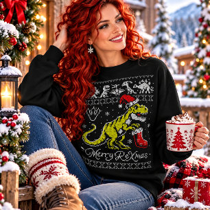 Camisa de Natal do T-Rex Engraçado Merry Rexmas