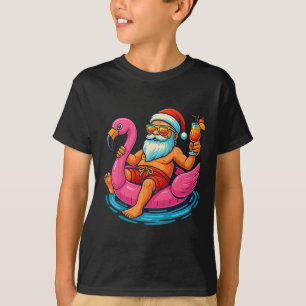 Camisa de Natal em Julho Meninos Santa Flamingo S