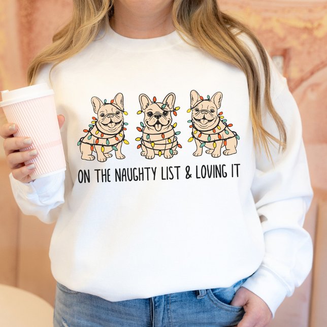 Camisa de Natal Engraçada com Bulldog Francês Dese (Funny Hand Drawn French Bulldog Christmas Shirt)