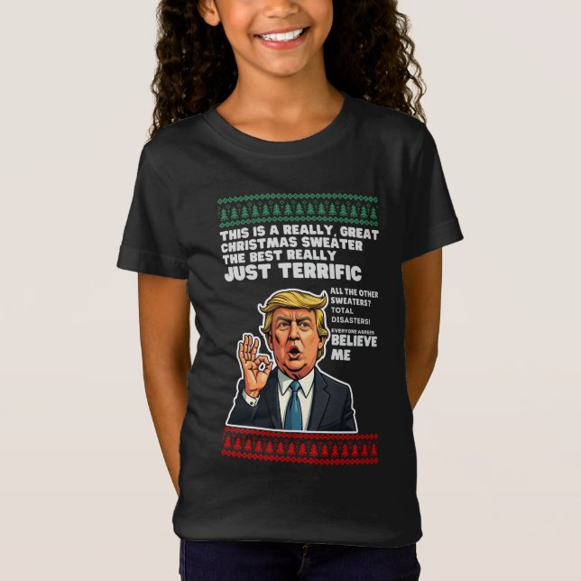Camisa de Natal Feia de Donald Trump Engraçada Par (Frente)