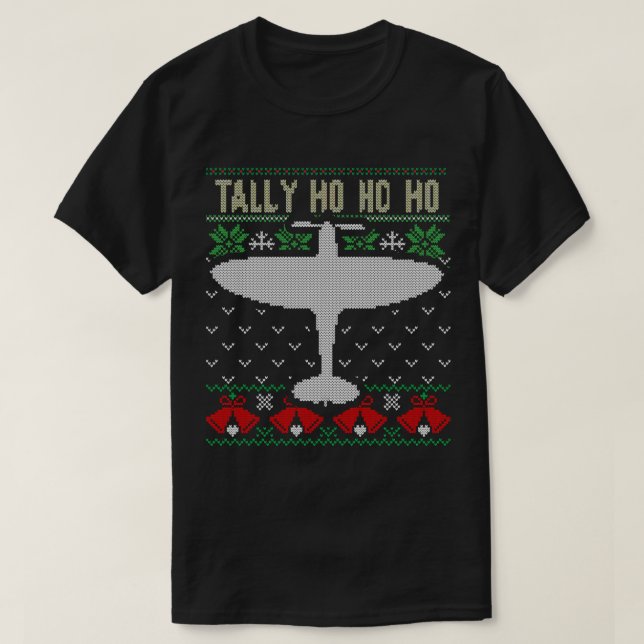 Camisa de Natal Feia Spitfire Estilo Avião (Frente do Design)