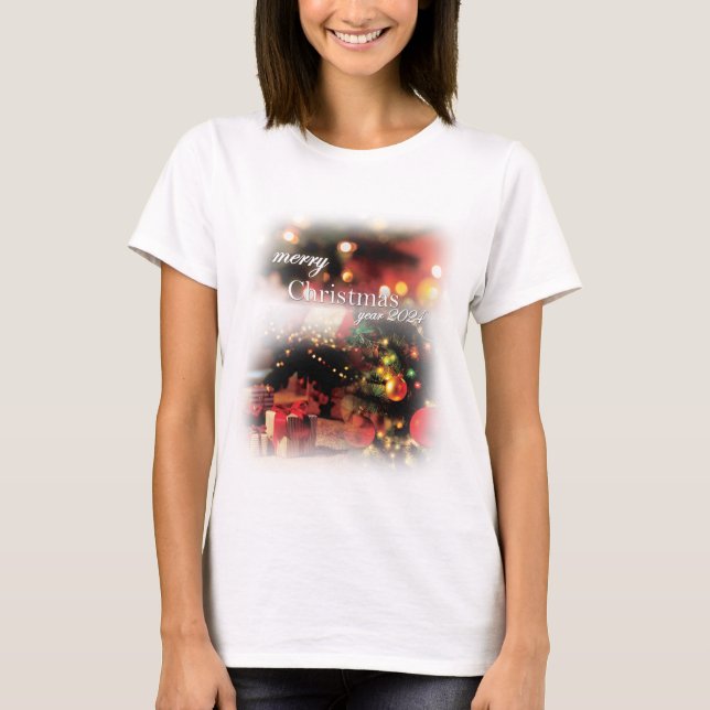 Camisa de Natal Feliz da Mulher (Frente)