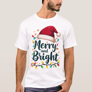 Camisa de Natal feliz e Brilhante - Festivo Santa