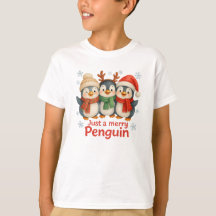 Camisa de Natal Infantil Just a Merry Penguin