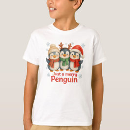 Camisa de Natal Infantil Just a Merry Penguin