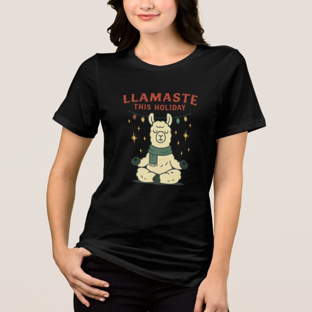 Camisa de Natal Llama - Llamaste Holiday Zen Tee (Frente)
