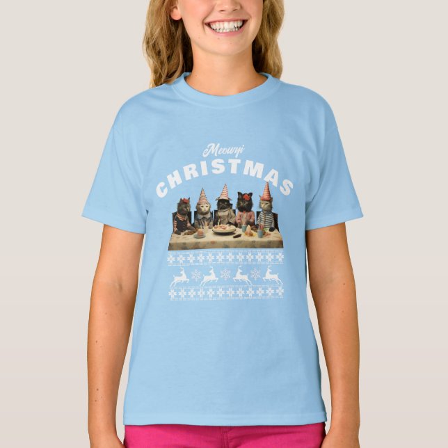 Camisa de Natal meowy (Frente)