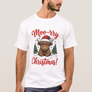 Camisa de Natal Moo-rry Vaca das Terras Altas Vint