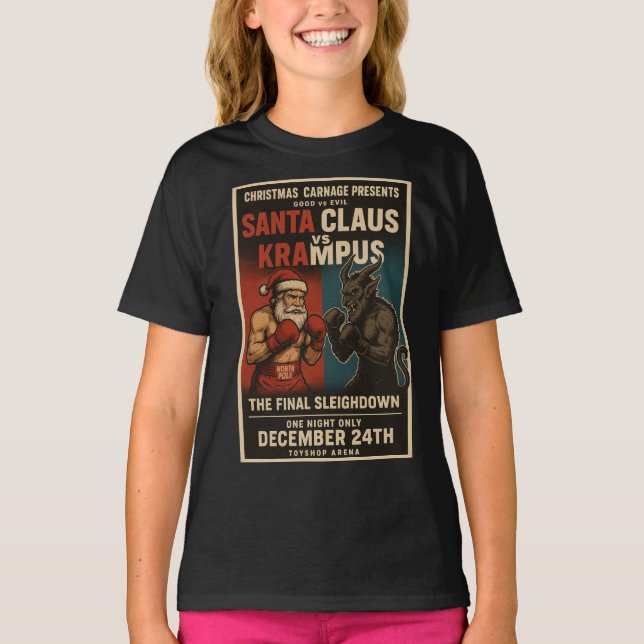 Camisa de Natal Santa vs Krampus Fight Night – Dar (Frente)
