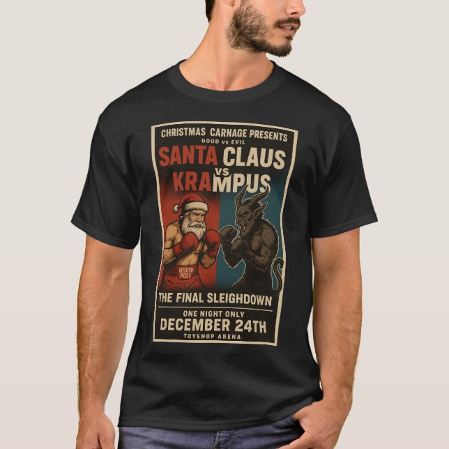 Camisa de Natal Santa vs Krampus Fight Night – Dar (Frente)