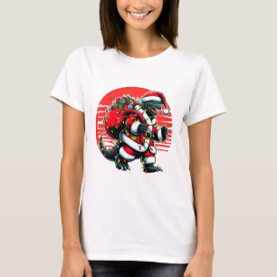 Camisa de Natal Santazilla Monstro Japonês Kaiju