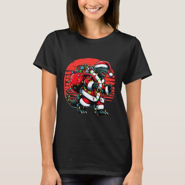 Camisa de Natal Santazilla Monstro Japonês Kaiju  (Frente)