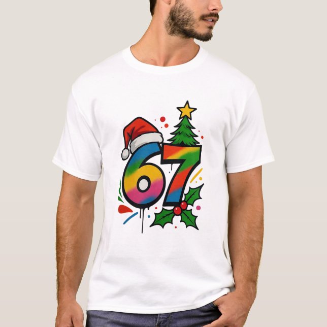 Camisa de Natal Six Seven, Camiseta Viral 6 7 Meme (Frente)