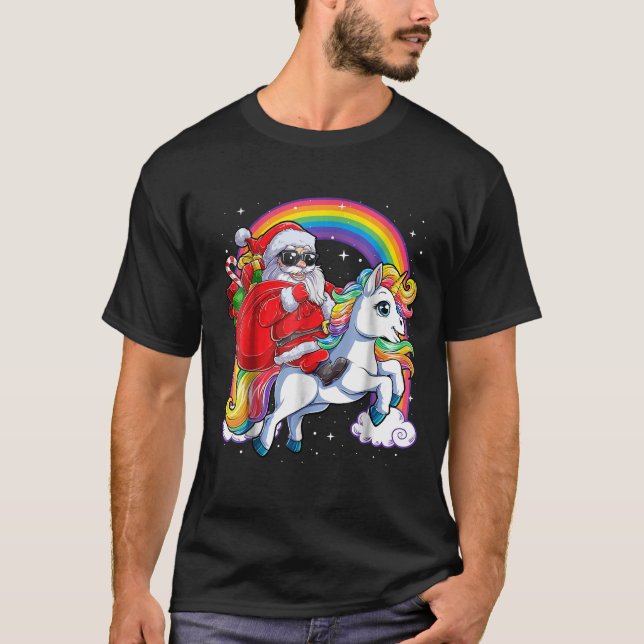 Camisa De Natal Unicórica Garotas Papais noeis Gar (Frente)