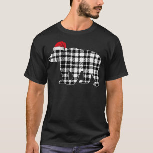 Camisa De Natal Urso Xadrez De Búfalos Preto E Bra