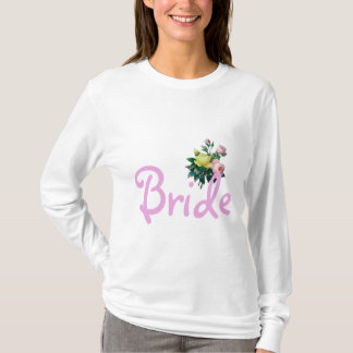 camisa de noiva com flores de rosa rosa e amarelo