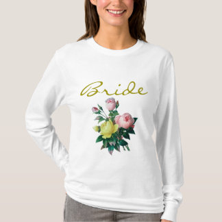 camisa de noiva com flores de rosa rosa e amarelo