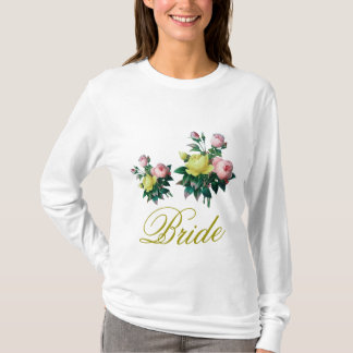 camisa de noiva com flores de rosa rosa e amarelo