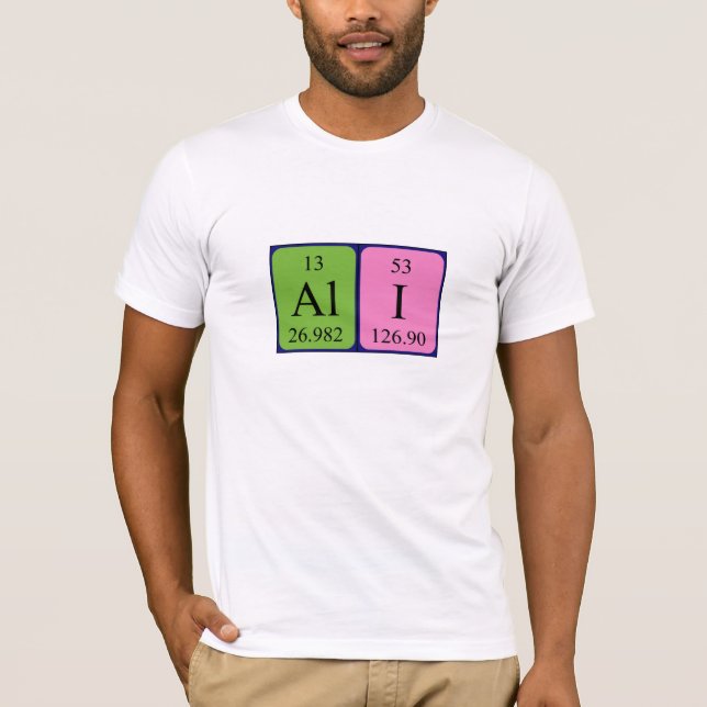 Camisa de nome de mesa periódica Ali (Frente)