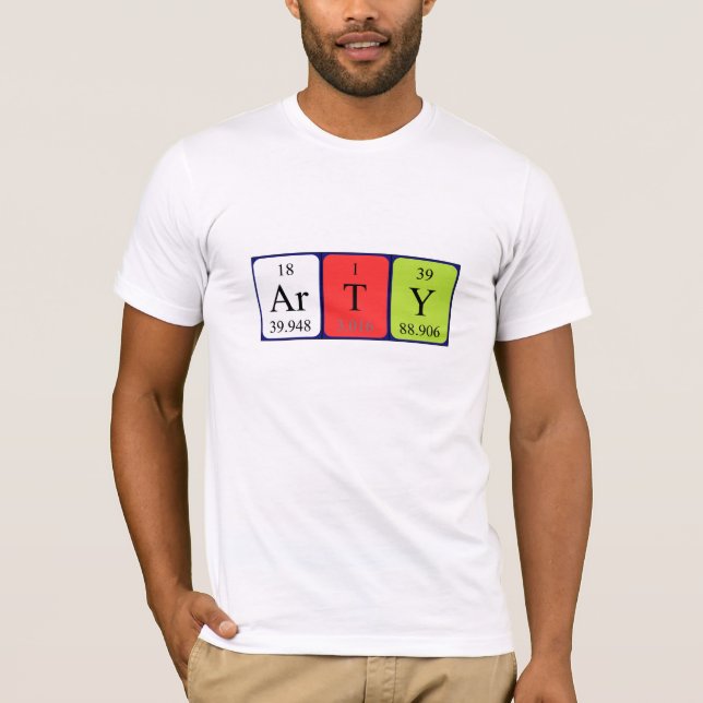 Camisa de nome de mesa periódica da Arty (Frente)
