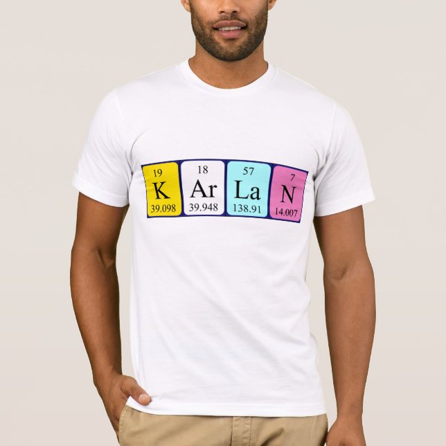 Camisa de nome de mesa periódica de Karlan (Frente)