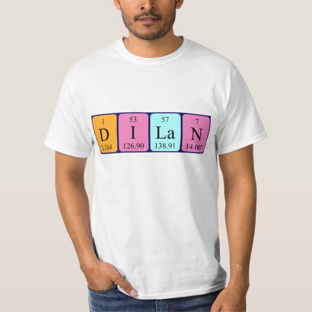 Camisa de nome de mesa periódica Dilan (Frente)