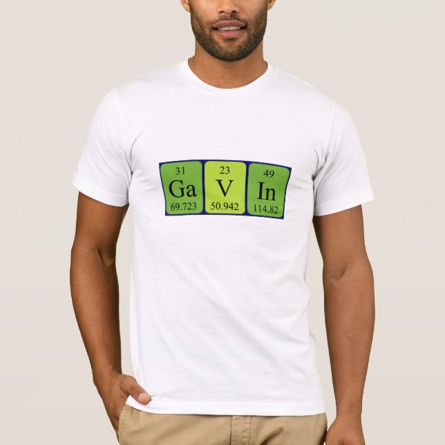 Camisa de nome de mesa periódica Gavin (Frente)