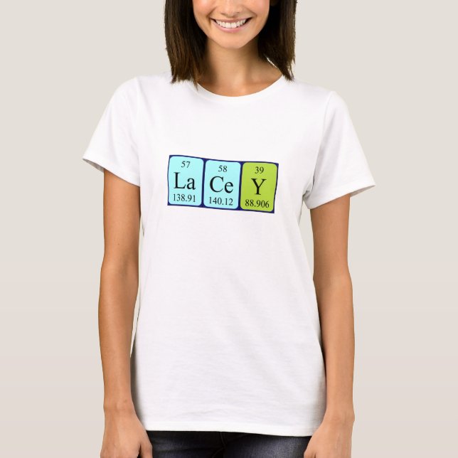 Camisa de nome de mesa periódica Lacey (Frente)