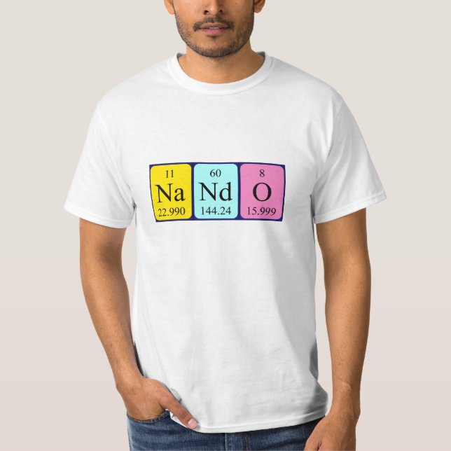 Camisa de nome de mesa periódica Nando (Frente)