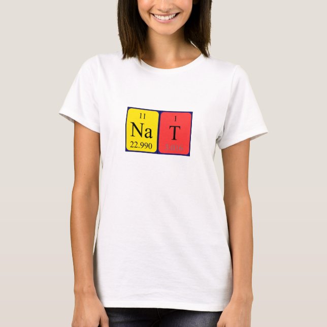 Camisa de nome de mesa periódica Nat (Frente)