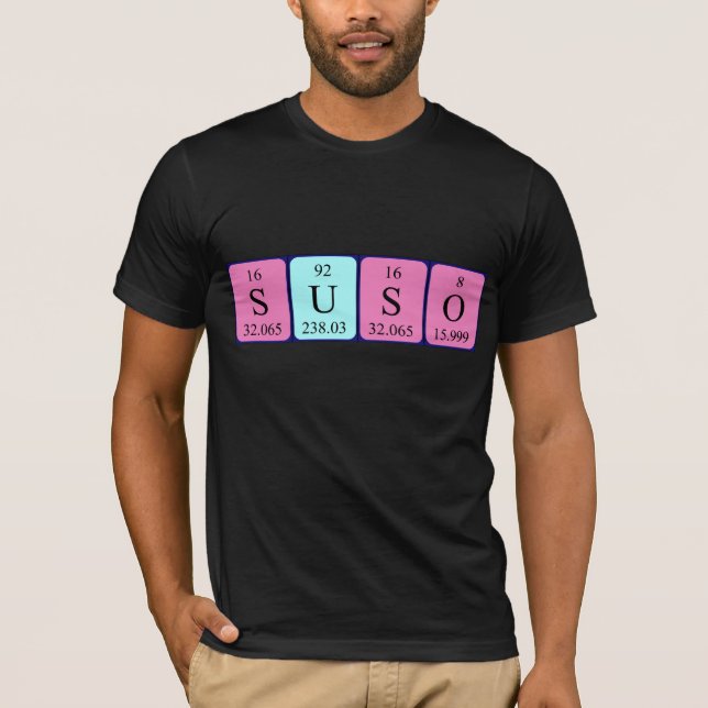 Camisa de nome de mesa periódica Suso (Frente)