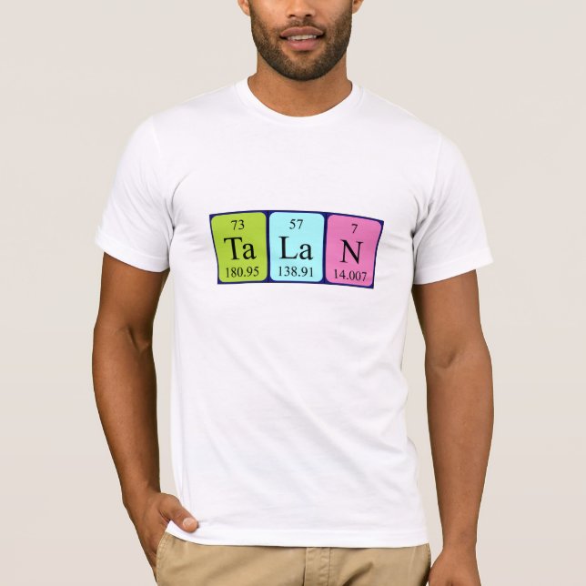 Camisa de nome de mesa periódica Talan (Frente)