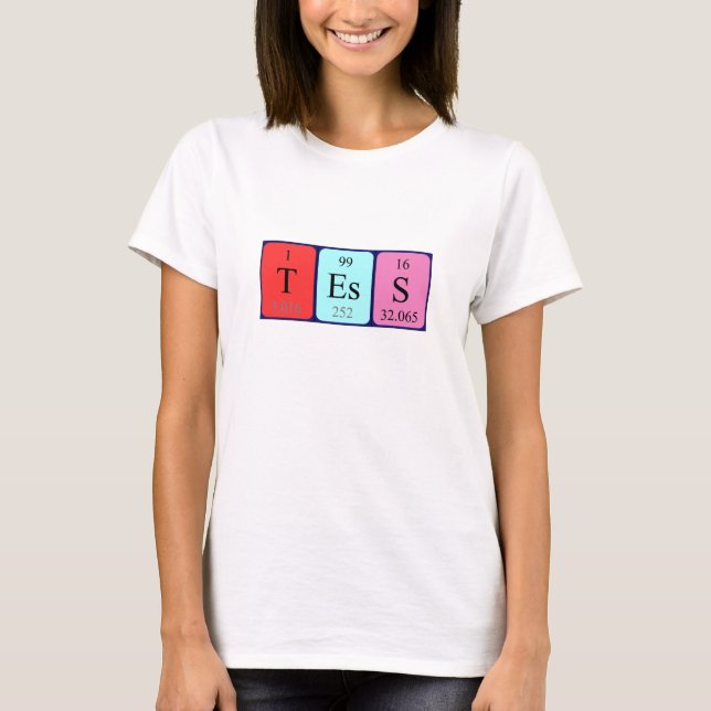 Camisa de nome de mesa periódica Tess (Frente)