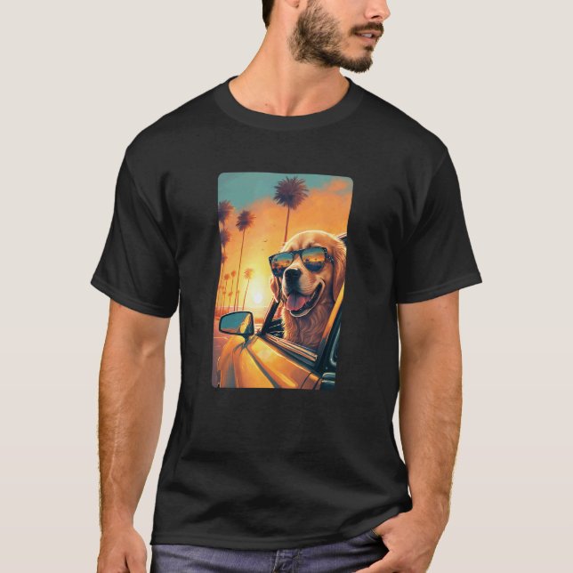 Camisa de Óculos de Carro Engraçado Retriever Dour (Frente)