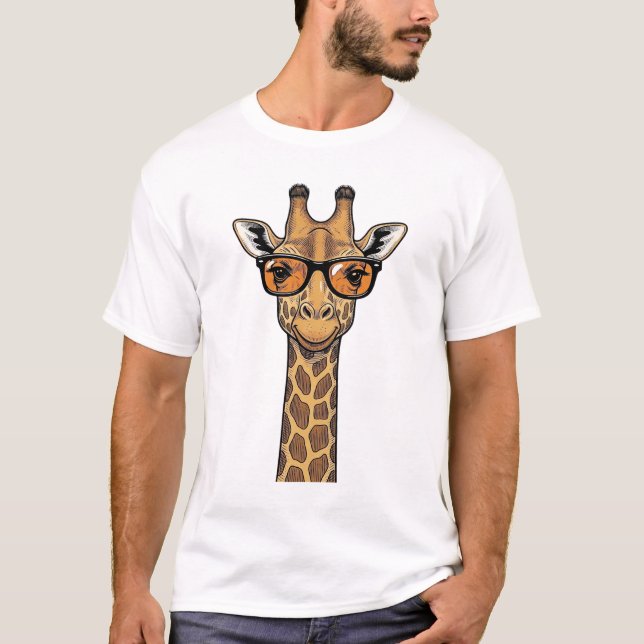 Camisa de Óculos de Sol de Girafa Legal com Gravaç (Frente)