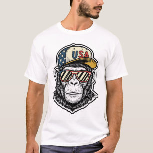 Camisa de óculos de sol patrióticos de chimpanzé v