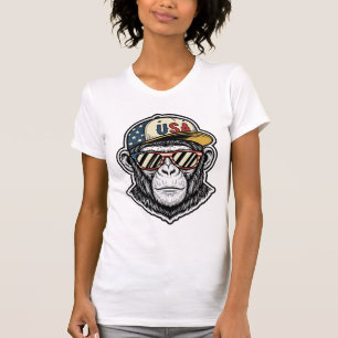 Camisa de óculos de sol patrióticos de chimpanzé v