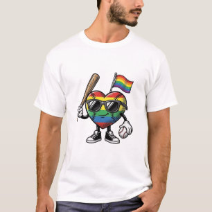 Camisa de Orgulho de Beisebol Coração Arco-íris Vi