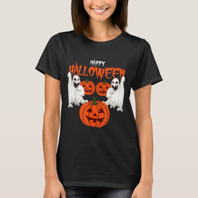 Camisa de outono com fantasmas de abóbora de outon (Frente)