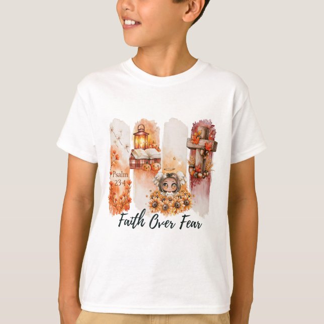 Camisa de Outono Salmo 23:4 Fé Sobre o Medo (Frente)