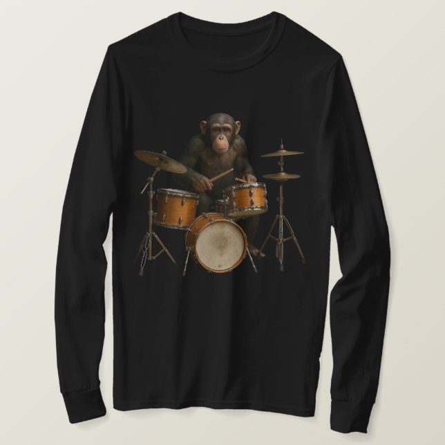 Camisa de padrão do baterista macaco (Frente do Design)