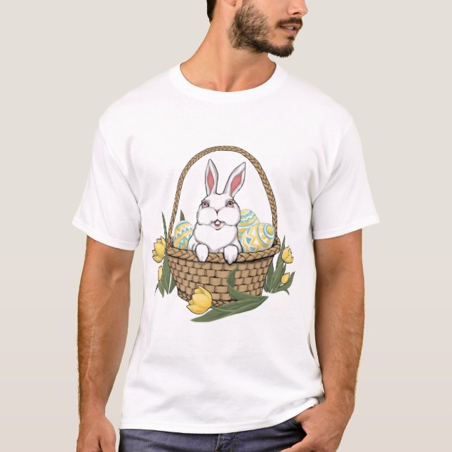 Camisa de páscoa Cesta de Coelhinho Magra Camiseta (Frente)