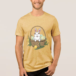 Camisa de Páscoa Coelho da Páscoa Cesta Camiseta U