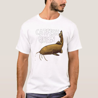 Camisa de Peixe-Gato Rainha Amante de Pesca Fofo