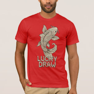 Camisa de Peixe Koi Mahjong Lucky Draw Telha Tee