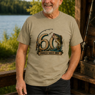 Camisa de Pesca de Aniversário de 60 Anos Fisgado