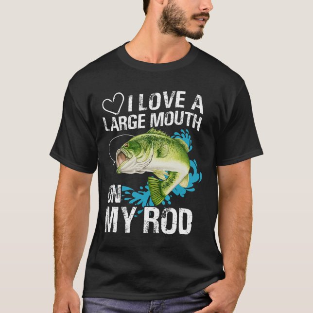 Camisa De Pesca Engraçada. Eu Amo Uma Boca Grande  (Frente)