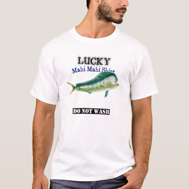 Camisa De Pesca Mahi Lucky Não Lavar (Frente)